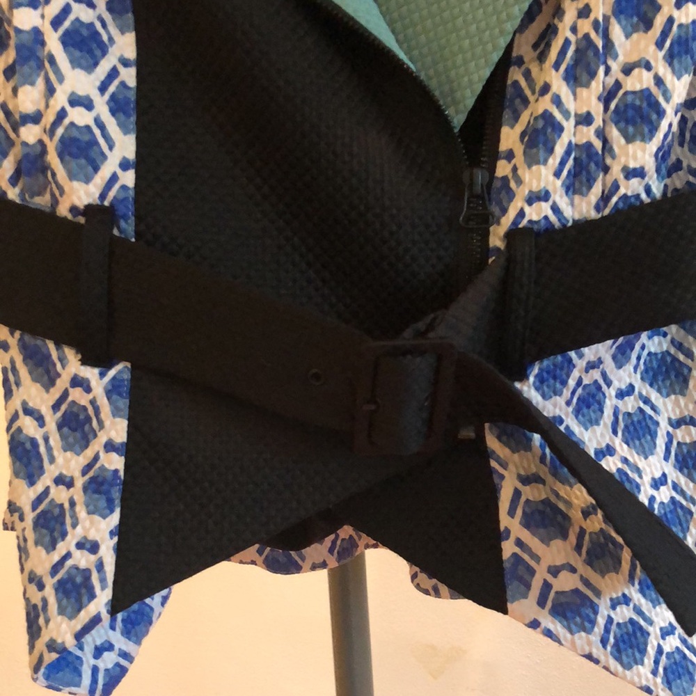 Blue & green patterned jacket - image 3